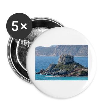 Landscape view of Kastri Island near Kampos town - Buttons large 2.2''/56 mm (5-pack) - white - Front