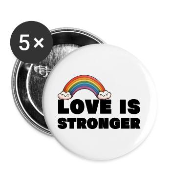 Love is stronger. LGBT - Buttons large 2.2''/56 mm (5-pack) - white - Front