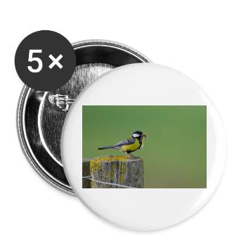Great Tit Feeding Chicks - Buttons large 2.2''/56 mm (5-pack) - white - Front