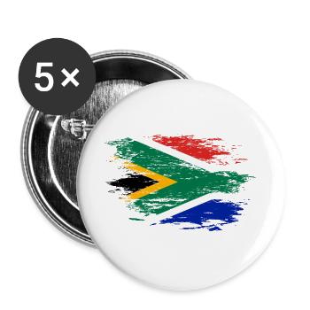 South Africa flag used - Buttons large 2.2''/56 mm (5-pack) - white - Front