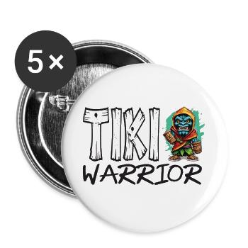 Tiki Krieger Kollektion - Buttons groß 56 mm (5er Pack) - Weiß - Vorne
