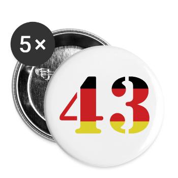 43 Numéro Jersey Allemagne - Lot de 5 grands badges (56 mm) - blanc - Devant