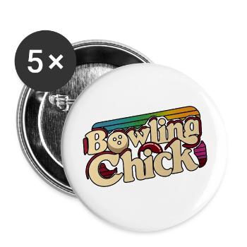 Poussin de bowling 18 - Lot de 5 grands badges (56 mm) - blanc - Devant