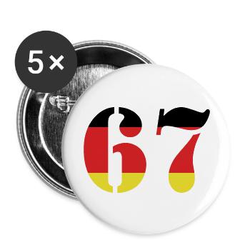 67 Zahl Trikot Deutschland - Buttons groß 56 mm (5er Pack) - Weiß - Vorne