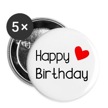 HAPPY BIRTHDAY. HAPPY BIRTHDAY. ANNIVERSARY. - Buttons large 2.2''/56 mm (5-pack) - white - Front