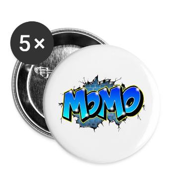 Graffiti Vorname MOMO - Buttons groß 56 mm (5er Pack) - Weiß - Vorne