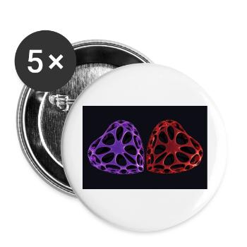 DUO COEUR - Lot de 5 grands badges (56 mm) - blanc - Devant
