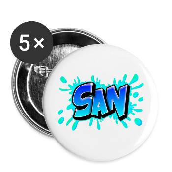 Graffiti San splash blue - Buttons large 2.2''/56 mm (5-pack) - white - Front