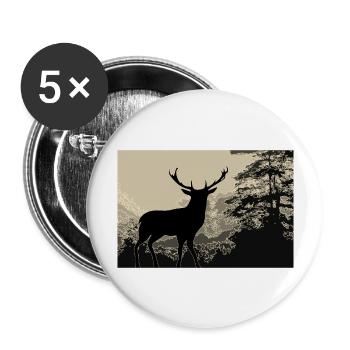 Cerf - Lot de 5 grands badges (56 mm) - blanc - Devant