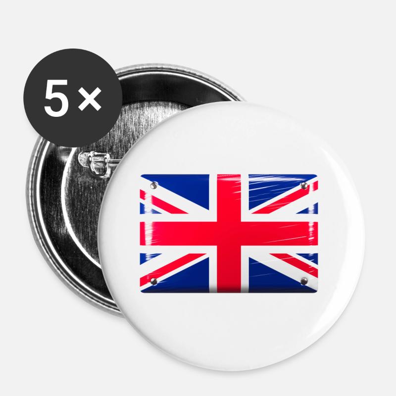 Great Britain Flag Flag Tin Sign Look - Buttons large 2.2''/56 mm (5-pack) - white