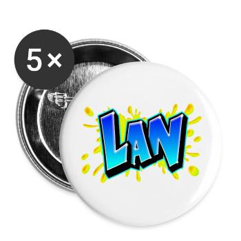 Graffiti "LAN" Imprimable sur tout support ! - Lot de 5 grands badges (56 mm) - blanc - Devant