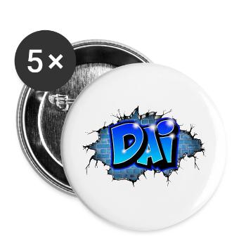 Graffiti DAI Fissures briques bleues - Lot de 5 grands badges (56 mm) - blanc - Devant