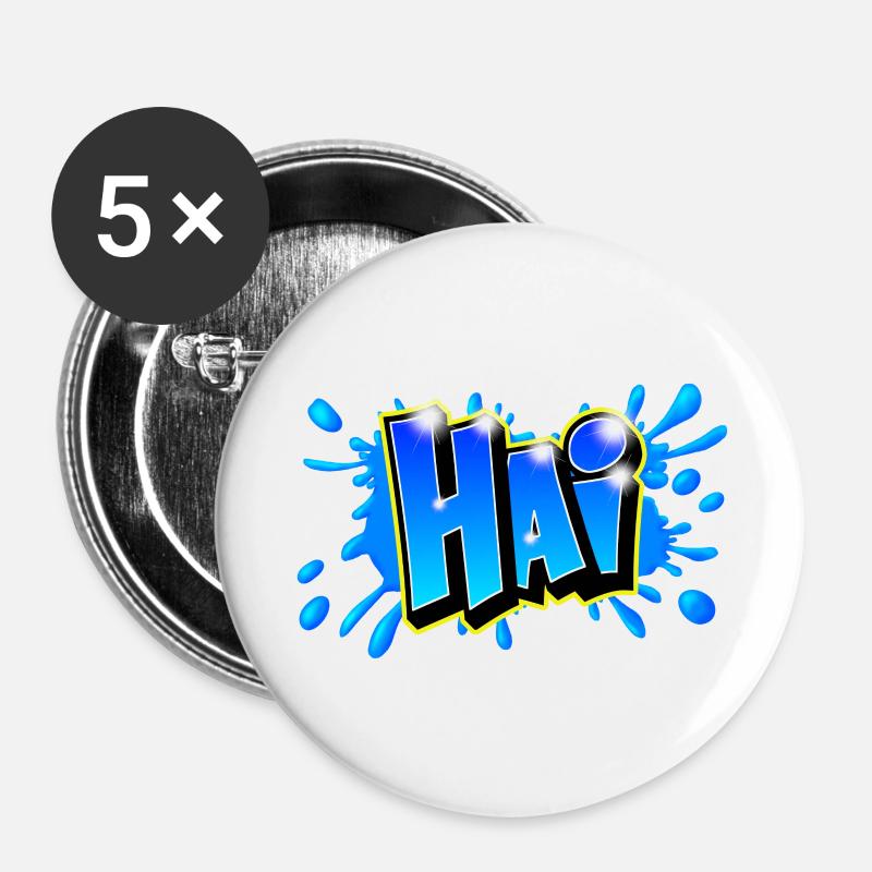 Graffiti name "HAI" Printable any medium! - Buttons large 2.2''/56 mm (5-pack) - white