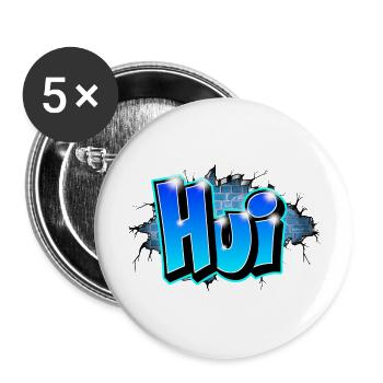 Graffiti HUI imprimable sur tout support - Lot de 5 grands badges (56 mm) - blanc - Devant