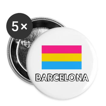 Pan Pride Flagge Barcelona - Buttons groß 56 mm (5er Pack) - Weiß - Vorne
