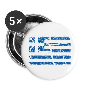 Drapeau de la Grèce - Lot de 5 grands badges (56 mm) - blanc - Devant