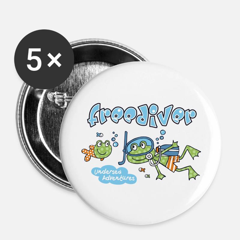 Diving frog - Buttons large 2.2''/56 mm (5-pack) - white