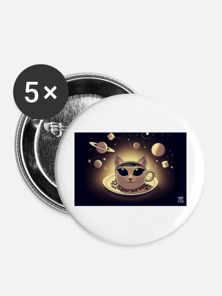 Space Cat Coffee - Buttons large 2.2''/56 mm (5-pack) - white