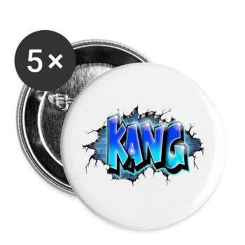 KANG GRAFFITI NAME PRINT Blue - Lot de 5 grands badges (56 mm) - blanc - Devant
