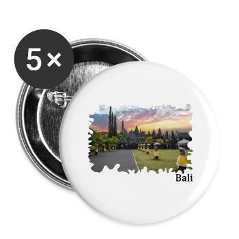 Île des Dieux de Bali, Temple Mère - Pura Besakih - Lot de 5 grands badges (56 mm) - blanc - Devant