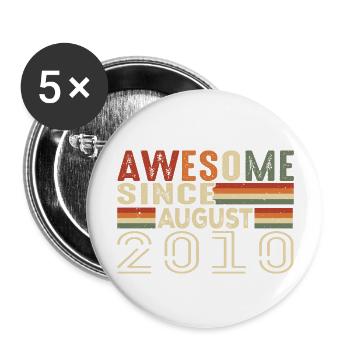 Août 2010 Vintage Cadeau d’anniversaire 14 ans - Lot de 5 grands badges (56 mm) - blanc - Devant