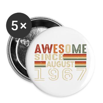 August 1967 Vintage Birthday Gift 57 Years - Buttons large 2.2''/56 mm (5-pack) - white - Front