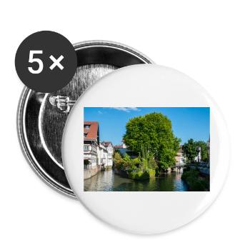 Cityscape of Esslingen am Neckar from Agnesbrücke - Buttons large 2.2''/56 mm (5-pack) - white - Front