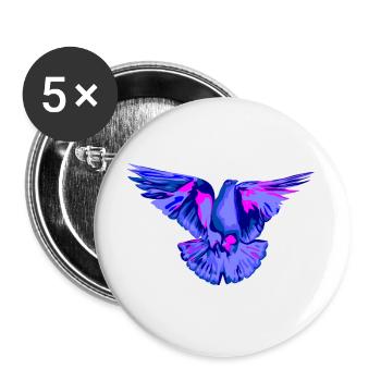 Taube blau - Buttons groß 56 mm (5er Pack) - Weiß - Vorne
