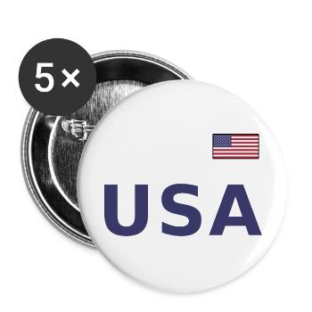 TEAM United States American Flag Banner Over Font - Buttons large 2.2''/56 mm (5-pack) - white - Front