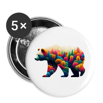 Ours - Lot de 5 grands badges (56 mm) - blanc - Devant