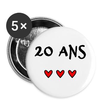 ANNIVERSARY. HAPPY BIRTHDAY. HAPPY BIRTHDAY. - Buttons large 2.2''/56 mm (5-pack) - white - Front