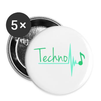 Techno Music Letters Musical Note Pulse Heartbeat - Buttons large 2.2''/56 mm (5-pack) - white - Front