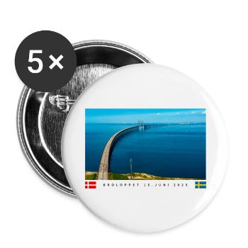 Dänisch-Schwedischer Tunneltraum & Party in Bro - Buttons groß 56 mm (5er Pack) - Weiß - Vorne