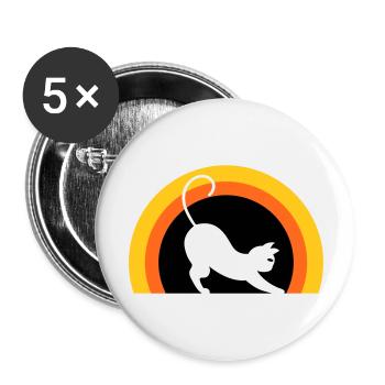 Chat > graphique vectoriel ! Chat - Lot de 5 grands badges (56 mm) - blanc - Devant