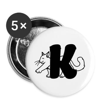 Cat Letter K - Buttons large 2.2''/56 mm (5-pack) - white - Front