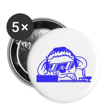 Lustiger Cooler DJ Igel Mischpult Party Musik Spaß - Buttons groß 56 mm (5er Pack) - Weiß - Vorne