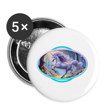 Zartes Einhorn im Magischen Wald - Buttons groß 56 mm (5er Pack) - Weiß - Vorne