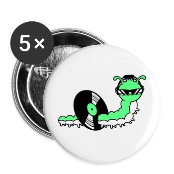 Cool DJ Caterpillar mange du disque vinyle Musique de fête - Lot de 5 grands badges (56 mm) - blanc - Devant