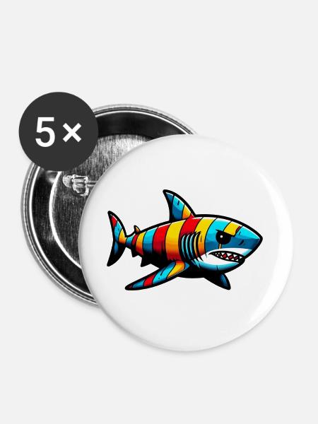 Hai - Buttons groß 56 mm (5er Pack) - Weiß