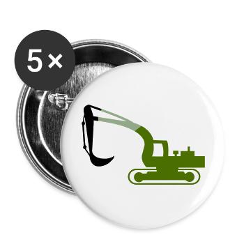 excavatrice - Lot de 5 grands badges (56 mm) - blanc - Devant