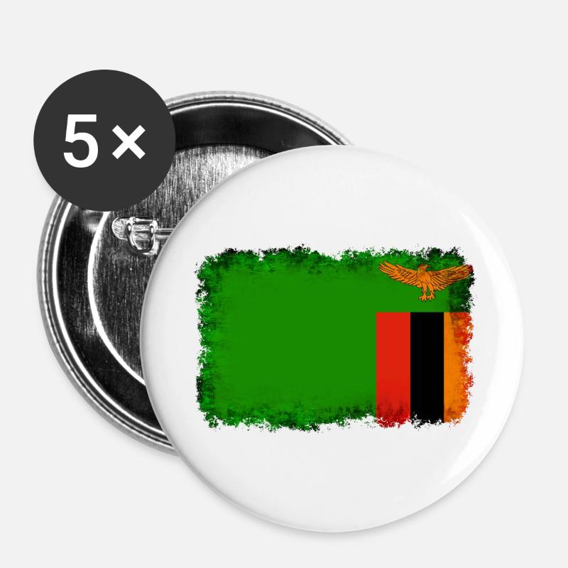 Zambia as Zambia - Buttons large 2.2''/56 mm (5-pack) - white