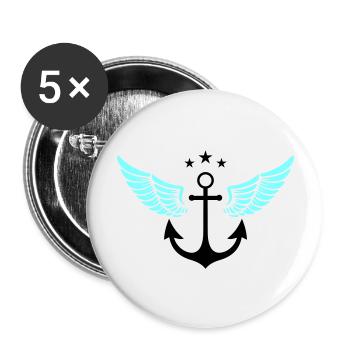 anker symbol - Buttons groß 56 mm (5er Pack) - Weiß - Vorne