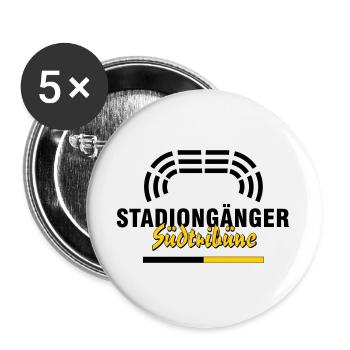 Südtribüne Dortmund Stadiongänger – Fußall Fan - Buttons groß 56 mm (5er Pack) - Weiß - Vorne