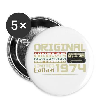 1974 - Die Legenden wurden im September 1974 geboren - Buttons groß 56 mm (5er Pack) - Weiß - Vorne