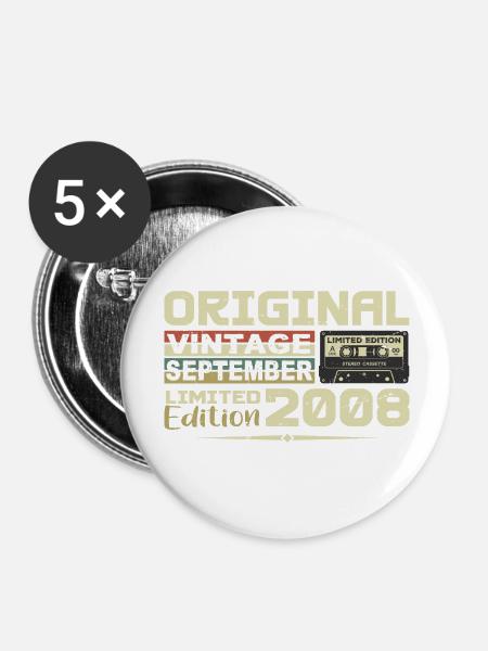 2008 - Die Legenden wurden im September 2008 geboren - Buttons groß 56 mm (5er Pack) - Weiß
