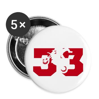 Moto 33 Biker - Buttons groß 56 mm (5er Pack) - Weiß - Vorne