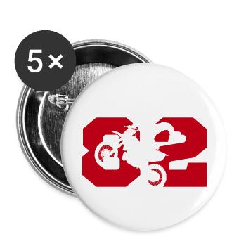 Moto 82 motard - Lot de 5 grands badges (56 mm) - blanc - Devant