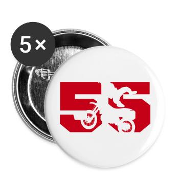 Moto 55 motard - Lot de 5 grands badges (56 mm) - blanc - Devant