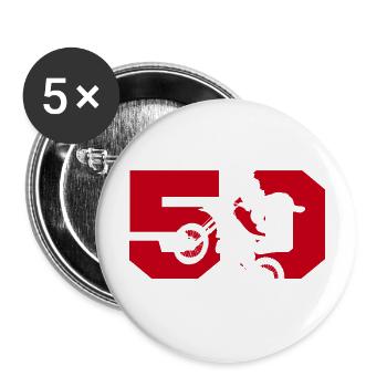 Moto 50 motard - Lot de 5 grands badges (56 mm) - blanc - Devant