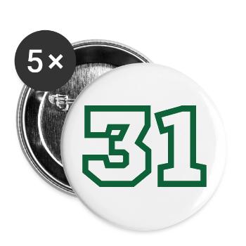 Numéro 31 sport vert - Lot de 5 grands badges (56 mm) - blanc - Devant